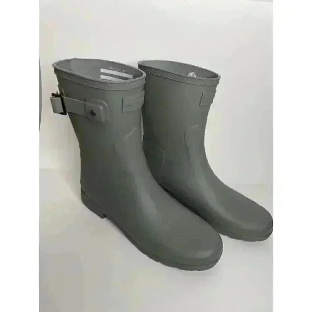 Hunter Original Refined Short Rain Boot Waterproof EU 39 US 8 Green Gray NEW